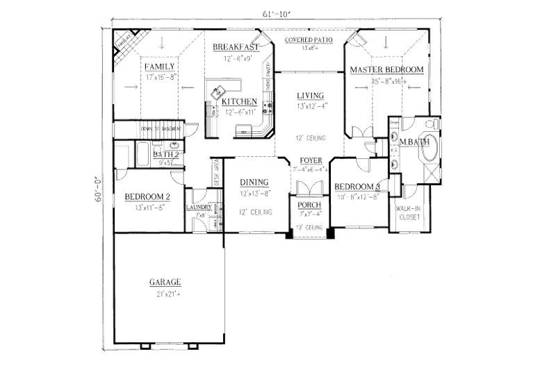 Home Plan - Floor Plan - Main Floor for Mediterranean House Plan #437-26 - 3 bed, 2 bath