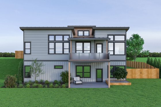 Exterior - Rear Elevation for Contemporary House Plan #1070-56 - 3 bed, 2.5 bath