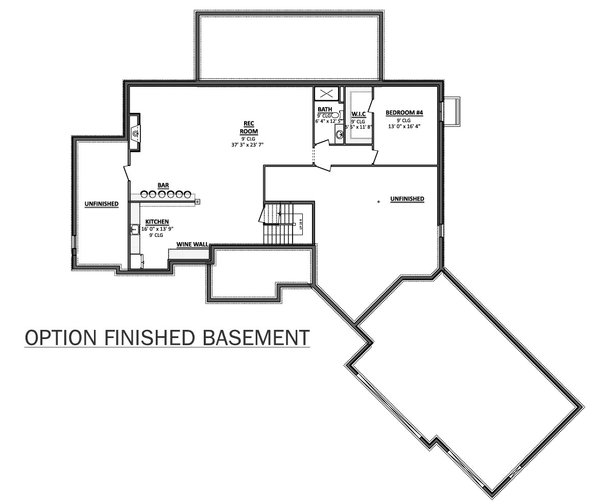House Plan Design - Floor Plan - Lower Floor for Country House Plan #1089-69 - 3 bed, 2.5 bath