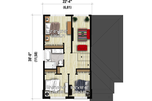 Floor Plan - Upper Floor for Contemporary House Plan #25-4899 - 3 bed, 1.5 bath
