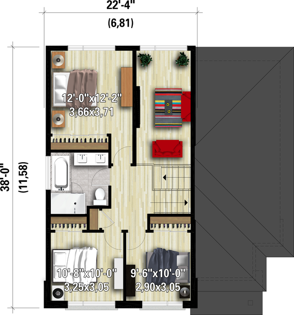 House Blueprint - Contemporary Floor Plan - Upper Floor Plan #25-4899