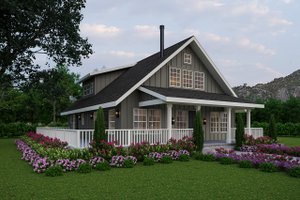 Cottage Exterior - Front Elevation Plan #124-473