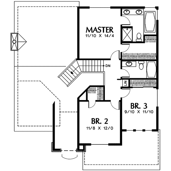 House Blueprint - Craftsman Floor Plan - Upper Floor Plan #48-111