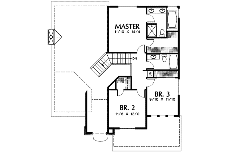 Home Plan - Floor Plan - Upper Floor for Craftsman House Plan #48-111 - 4 bed, 2.5 bath