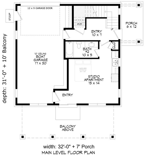 House Design - Floor Plan - Main Floor for Contemporary House Plan #932-1236 - 2 bed, 2 bath
