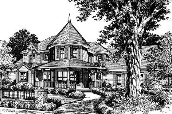 Exterior - Front Elevation for European House Plan #417-314 - 3 bed, 2.5 bath