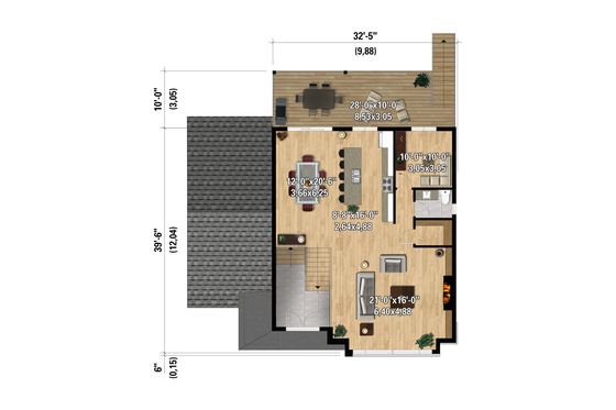 Floor Plan - Upper Floor for European House Plan #25-4985 - 3 bed, 2 bath