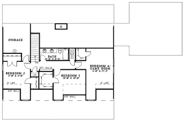 Farmhouse Floor Plan - Upper Floor Plan #17-2284