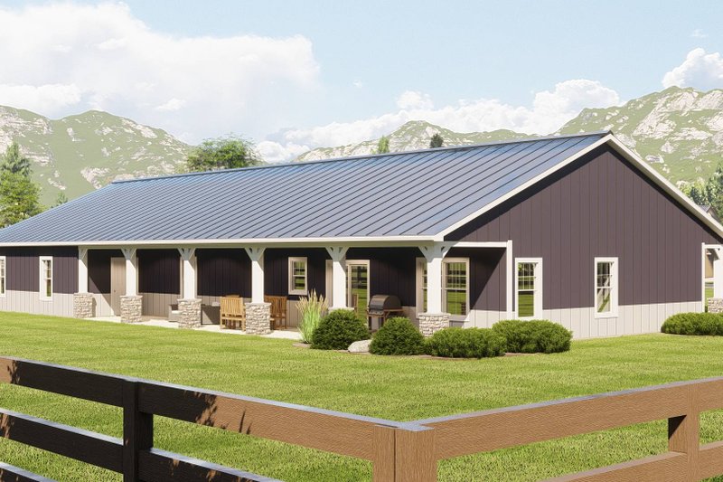 House Blueprint - Exterior - Rear Elevation 1 for Country House Plan #1064-271 - 3 bed, 2.5 bath