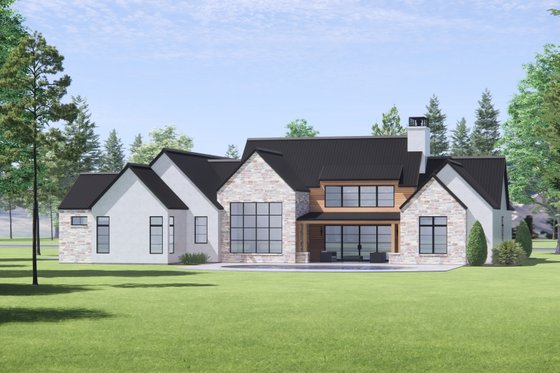 Exterior - Rear Elevation for Modern House Plan #1096-42 - 4 bed, 3 bath