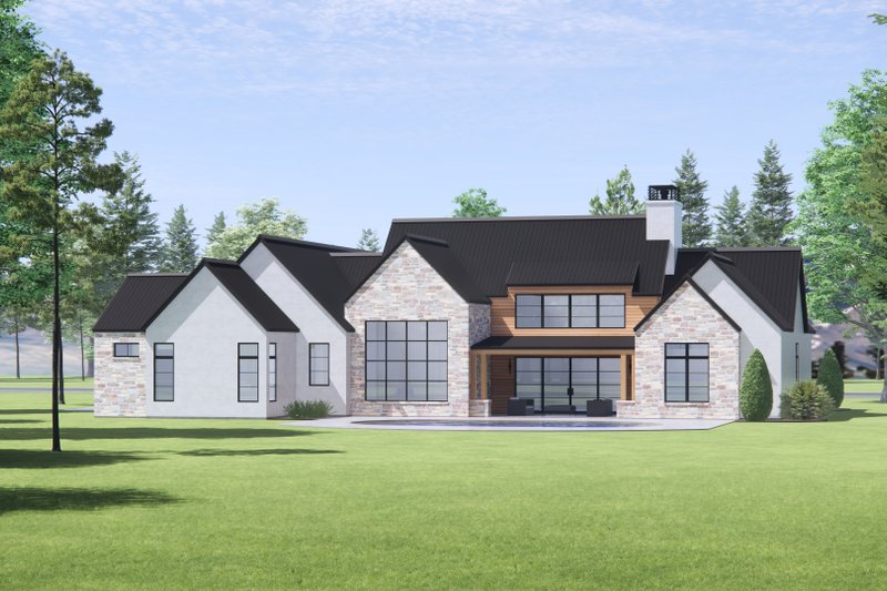 House Plan Design - Exterior - Rear Elevation for Modern House Plan #1096-42 - 4 bed, 3 bath