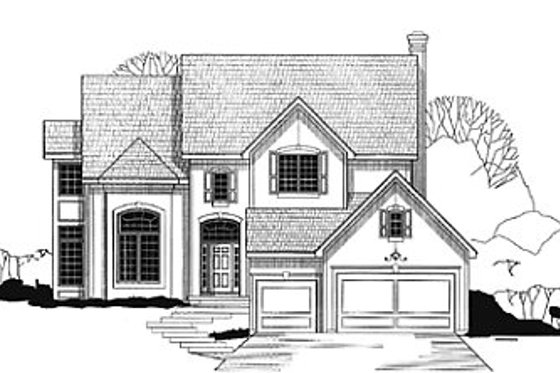 Exterior - Front Elevation for European House Plan #67-181 - 4 bed, 4 bath