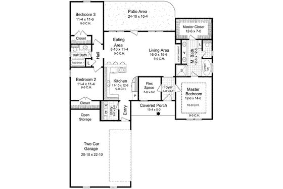 Floor Plan - Main Floor for Traditional House Plan #21-160 - 3 bed, 2 bath