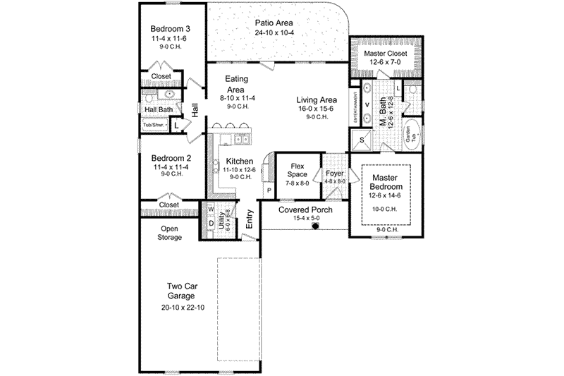 Home Plan - Floor Plan - Main Floor for Traditional House Plan #21-160 - 3 bed, 2 bath