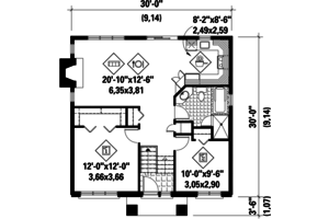 Floor Plan - Main Floor for Contemporary House Plan #25-4264 - 2 bed, 1 bath