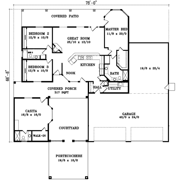 Dream House Plan - Adobe / Southwestern Floor Plan - Main Floor Plan #1-1033