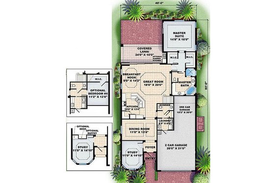 Floor Plan - Main Floor for European House Plan #27-350 - 3 bed, 2.5 bath