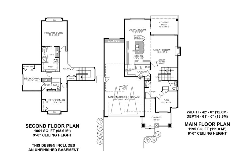 Home Plan - Floor Plan - Main Floor for Craftsman House Plan #1100-133 - 3 bed, 2.5 bath