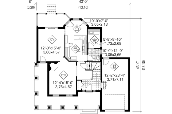 Floor Plan - Main Floor for Country House Plan #25-4779 - 3 bed, 1 bath