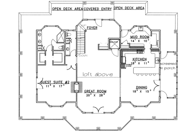 Dream House Plan - Floor Plan - Main Floor for Traditional House Plan #117-434 - 3 bed, 3.5 bath