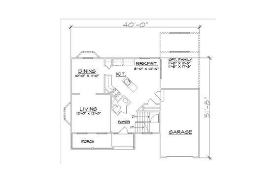 Floor Plan - Main Floor for Farmhouse House Plan #320-143 - 3 bed, 2.5 bath
