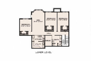 Floor Plan - Lower Floor for Country House Plan #140-115 - 4 bed, 3 bath