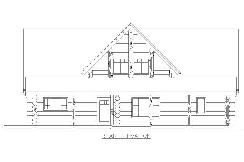 Home Plan - Exterior - Rear Elevation for Log House Plan #117-314 - 2 bed, 2 bath