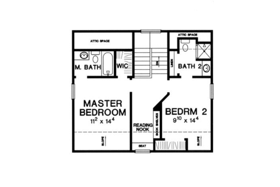 Floor Plan - Upper Floor for Cottage House Plan #472-6 - 2 bed, 2.5 bath