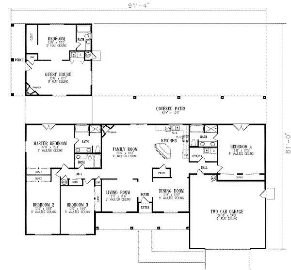 Adobe / Southwestern Floor Plan - Main Floor Plan #1-806