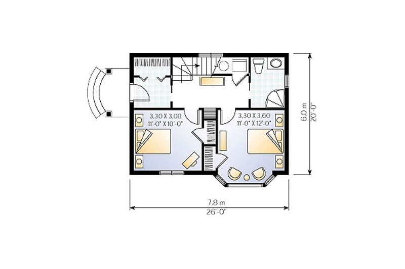 Home Plan - Floor Plan - Main Floor for Cottage House Plan #23-2169 - 2 bed, 2 bath