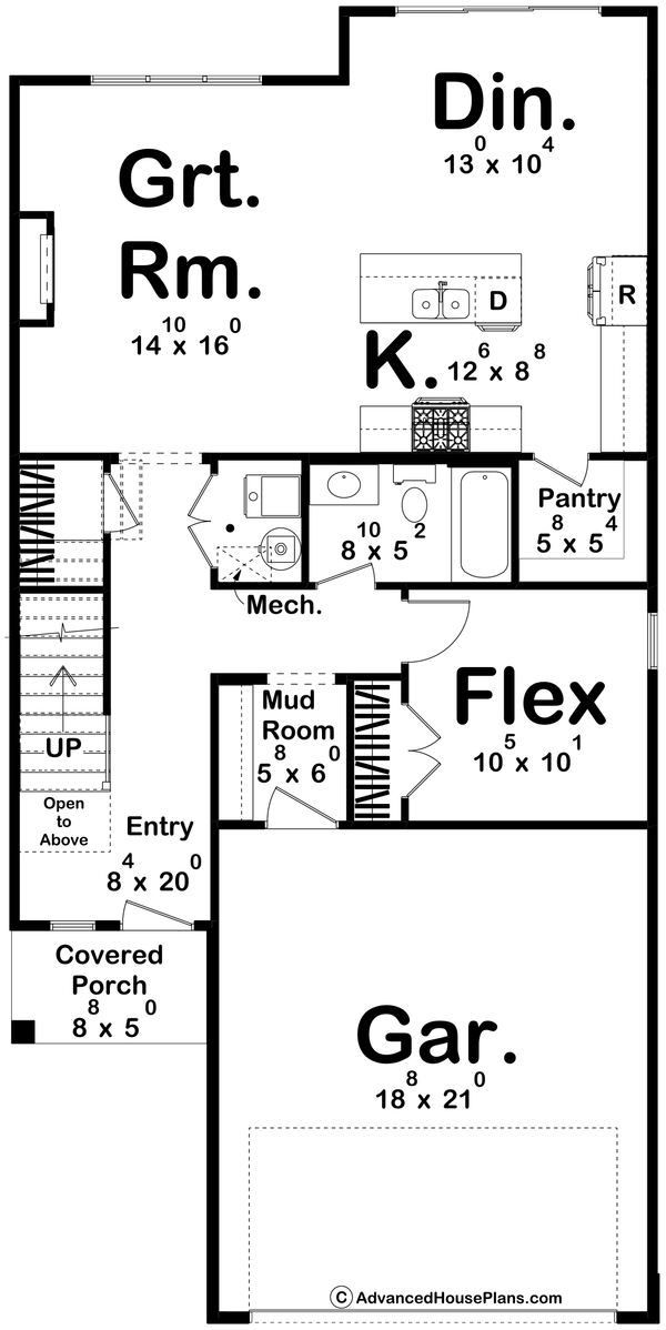 House Blueprint - Floor Plan - Main Floor for Modern House Plan #455-623 - 3 bed, 3 bath