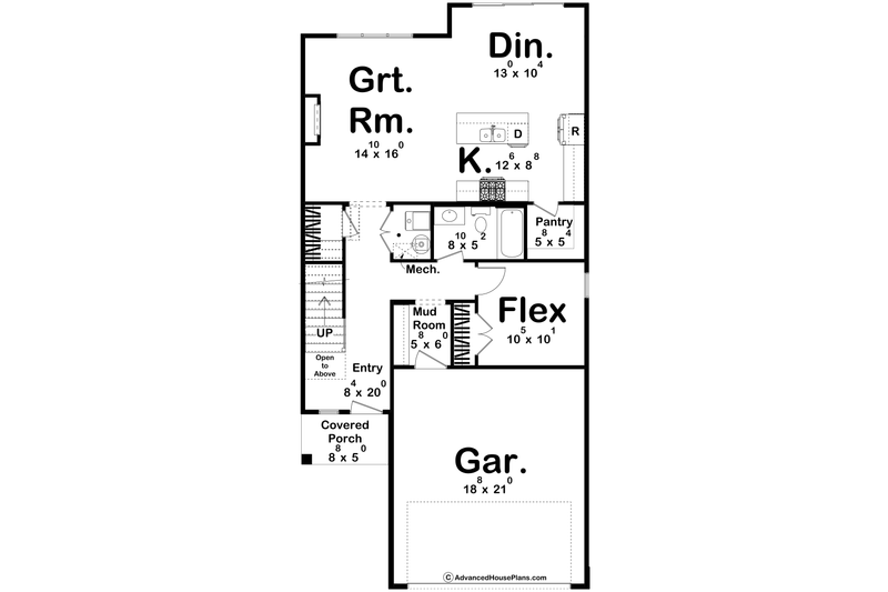 House Blueprint - Floor Plan - Main Floor for Modern House Plan #455-623 - 3 bed, 3 bath