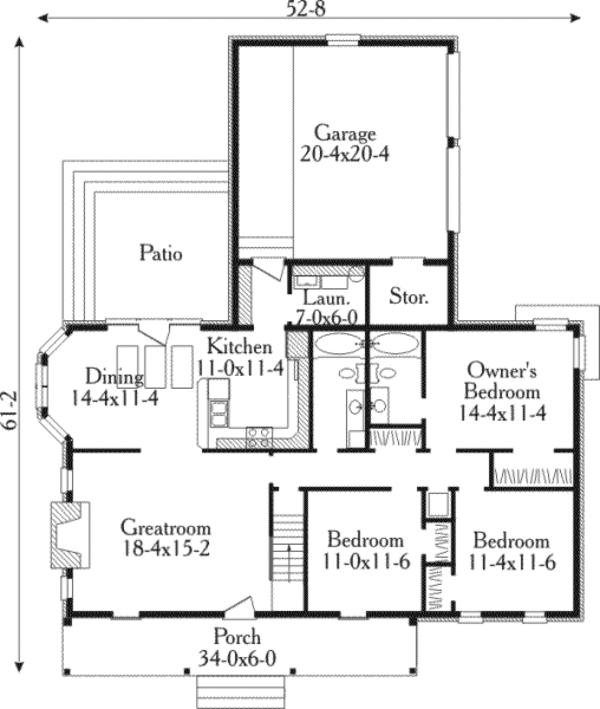 Southern Floor Plan - Main Floor Plan #406-154