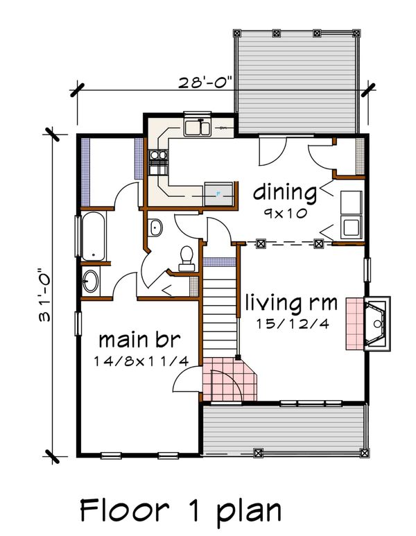 Architectural House Design - Farmhouse Floor Plan - Main Floor Plan #79-154