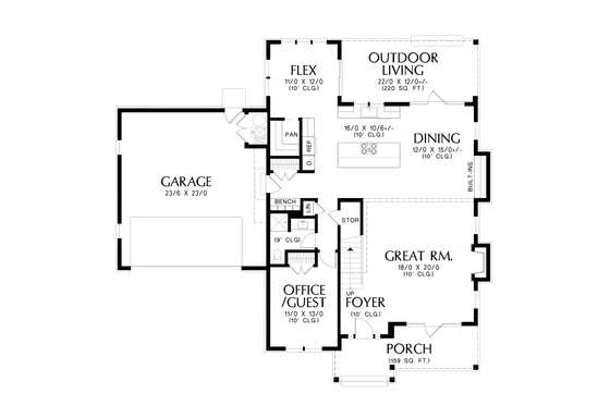 Floor Plan - Main Floor for Country House Plan #48-1110 - 5 bed, 3 bath