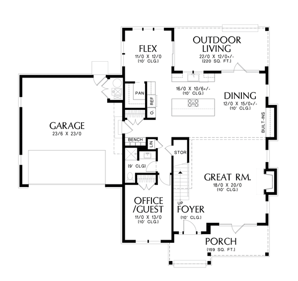 House Design - Country Floor Plan - Main Floor Plan #48-1110