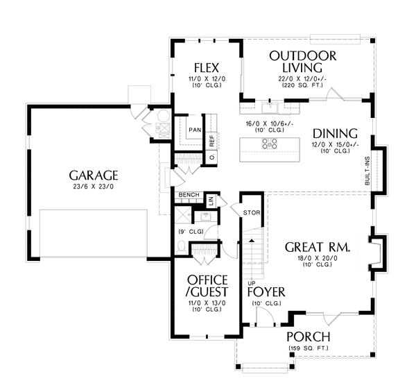 Country Floor Plan - Main Floor Plan #48-1110