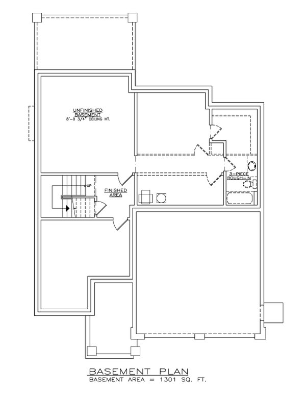 House Plan Design - Floor Plan - Lower Floor for Contemporary House Plan #1100-98 - 3 bed, 2.5 bath