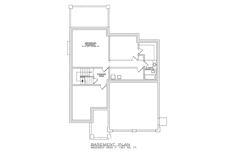 House Blueprint - Floor Plan - Lower Floor for Contemporary House Plan #1100-98 - 3 bed, 2.5 bath