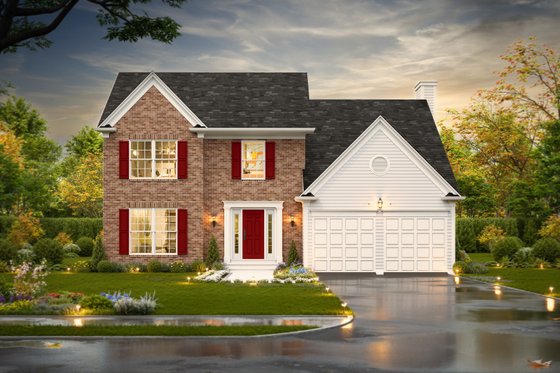 Exterior - Front Elevation for Colonial House Plan #54-712 - 4 bed, 2 bath