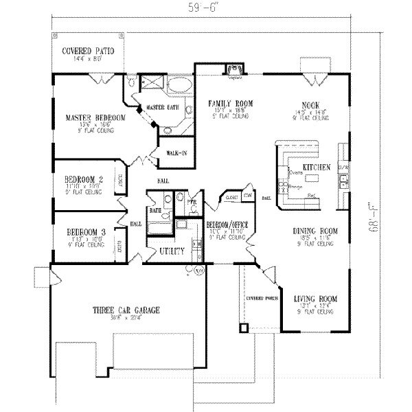 Mediterranean Floor Plan - Main Floor Plan #1-613