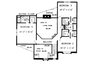 Floor Plan - Upper Floor for European House Plan #312-266 - 4 bed, 3.5 bath