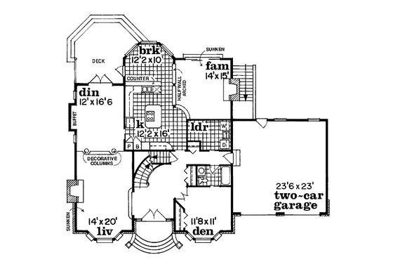 Floor Plan - Main Floor for Traditional House Plan #47-197 - 4 bed, 3 bath