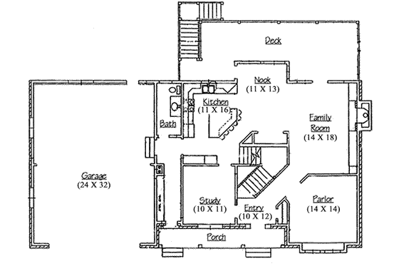 Floor Plan - Main Floor for Country House Plan #5-199 - 5 bed, 2.5 bath