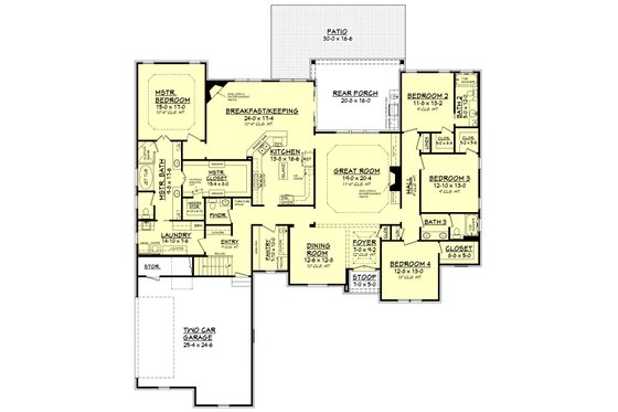 Floor Plan - Main Floor for European House Plan #430-130 - 4 bed, 3.5 bath
