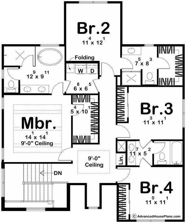 Modern Floor Plan - Upper Floor Plan #455-565