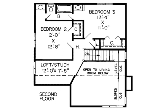 Floor Plan - Upper Floor for Traditional House Plan #312-261 - 3 bed, 2.5 bath
