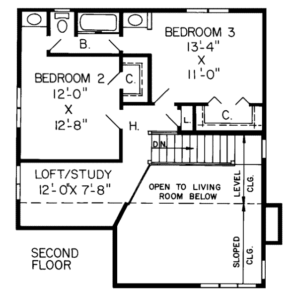 Traditional Floor Plan - Upper Floor Plan #312-261