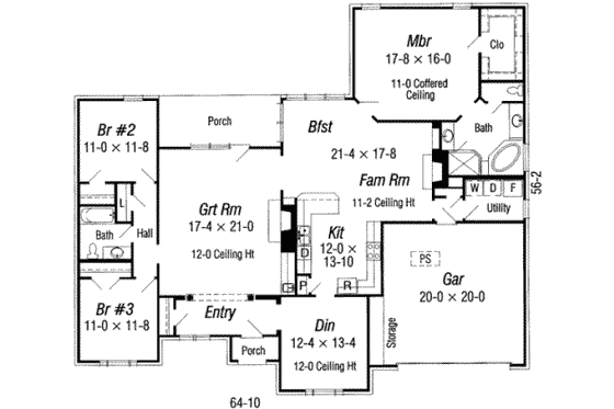 Floor Plan - Main Floor for European House Plan #329-113 - 3 bed, 2 bath