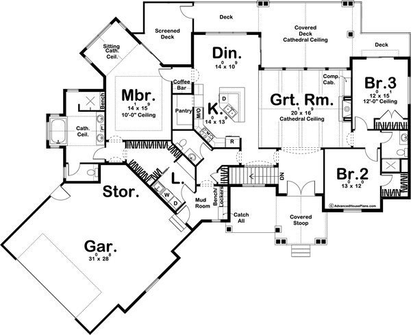 Architectural House Design - Craftsman Floor Plan - Main Floor Plan #455-288